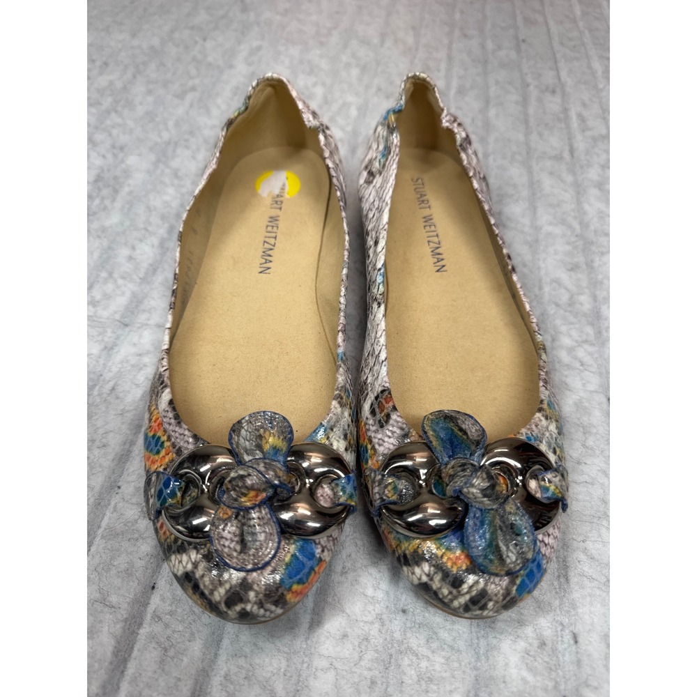 Stuart Weitzman Womens Multi Color Snakeskin Embossed Leather Ballet UV49631
